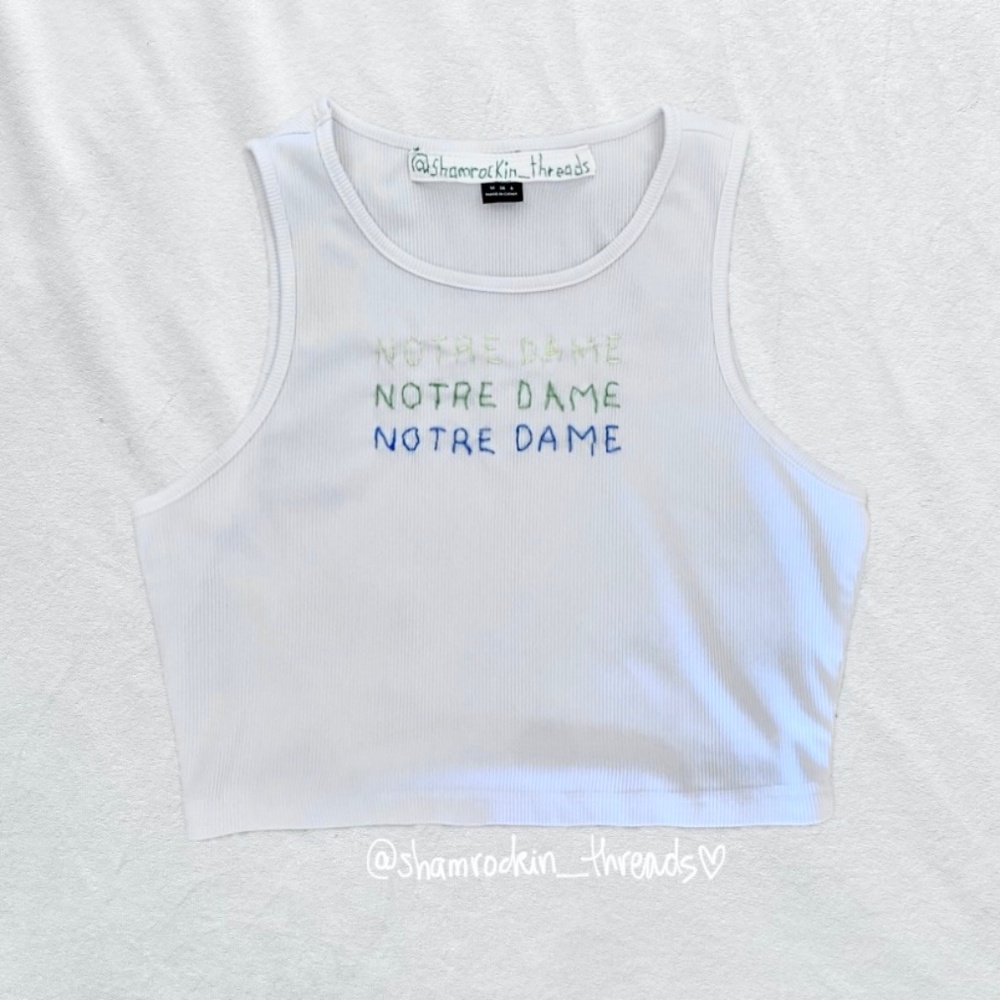 Notre Dame gold green blue embroidered tank top